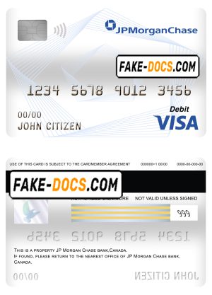 Canada JP Morgan Chase bank visa card debit card template in PSD format, fully editable