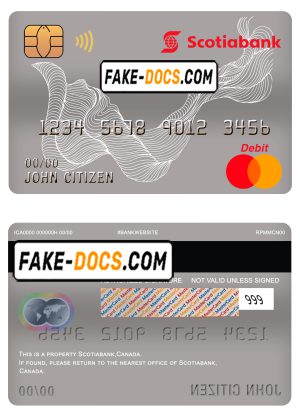 Canada Scotiabank bank mastercard debit card template in PSD format, fully editable