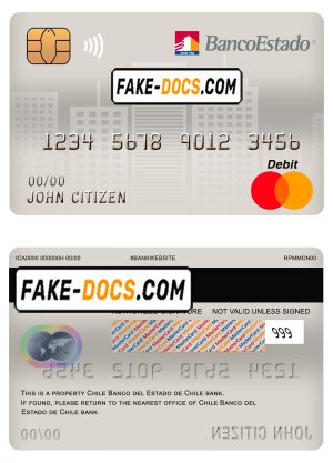 Chile Banco del Estado de Chile bank mastercard debit card template in PSD format, fully editable