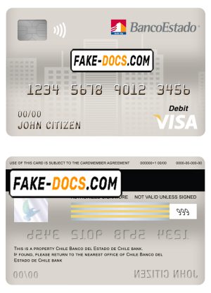 Chile Banco del Estado de Chile bank visa card debit card template in PSD format, fully editable