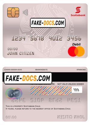 Chile Scotiabank bank mastercard debit card template in PSD format, fully editable