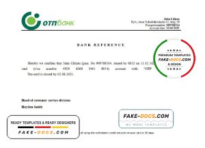 Ukraine OTP bank account closure reference letter template in Word and PDF format