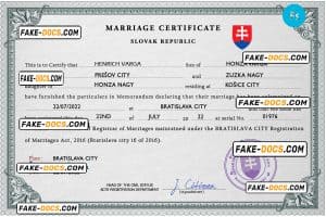 Slovakia marriage certificate PSD template, fully editable