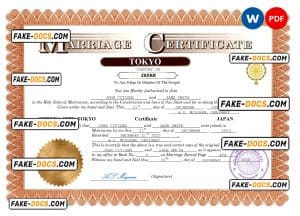 Japan marriage certificate Word and PDF template, fully editable Japan marriage certificate Word and PDF template, fully editable