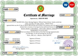 Mauritania marriage certificate Word and PDF template, completely editable Mauritania marriage certificate Word and PDF template, completely editable