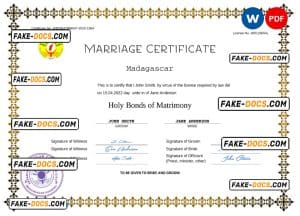 Madagascar marriage certificate Word and PDF template, fully editable Madagascar marriage certificate Word and PDF template, fully editable