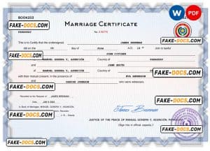 Paraguay marriage certificate Word and PDF template, completely editable