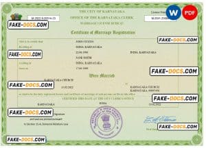 India marriage certificate Word and PDF template, fully editable