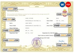 Serbia marriage certificate Word and PDF template, completely editable Serbia marriage certificate Word and PDF template, completely editable