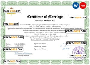 Sweden marriage certificate Word and PDF template, fully editable Sweden marriage certificate Word and PDF template, fully editable