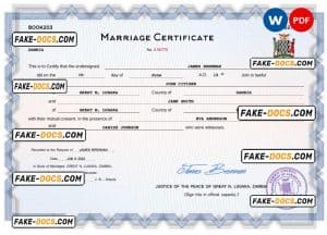 Zambia marriage certificate Word and PDF template, fully editable Zambia marriage certificate Word and PDF template, fully editable