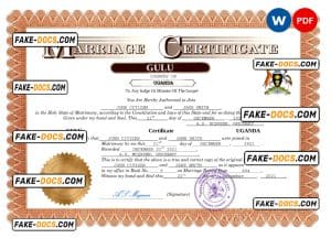 Uganda marriage certificate Word and PDF template, completely editable Uganda marriage certificate Word and PDF template, completely editable