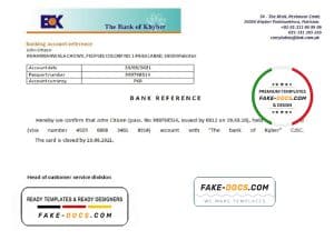 Pakistan Khyber bank account closure reference letter template in Word and PDF format