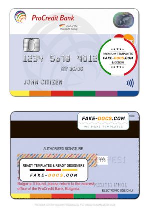 Bulgaria ProCredit Bank mastercard template in PSD format, fully editable