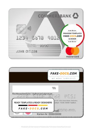 Germany Commerzbank Bank mastercard template in PSD format, fully editable