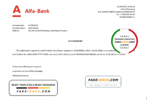Russia Alfa Bank bank account closure reference letter template in Word and PDF format