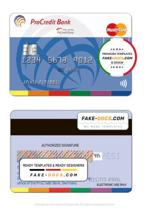 Germany ProCredit Bank mastercard credit card template in PSD format, fully editable