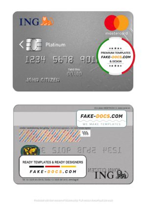 Netherlands ING Bank mastercard template in PSD format, fully editable Netherlands ING Bank mastercard template in PSD format, fully editable