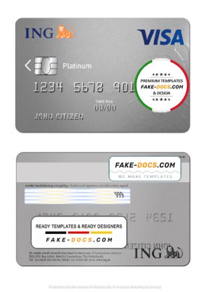 Netherlands ING Bank visa card template in PSD format, fully editable Netherlands ING Bank visa card template in PSD format, fully editable