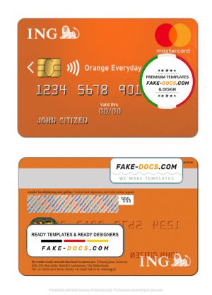 Netherlands ING Orange mastercard template in PSD format, fully editable Netherlands ING Orange mastercard template in PSD format, fully editable