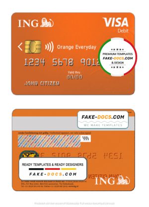 Netherlands ING Orange visa card template in PSD format, fully editable Netherlands ING Orange visa card template in PSD format, fully editable