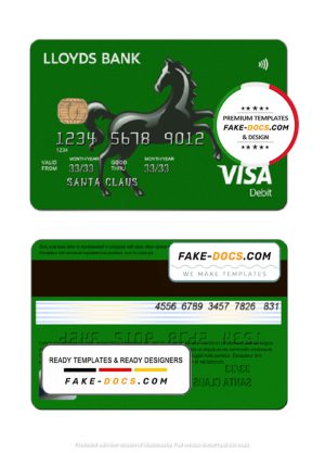 United Kingdom Lloyds credit card template in PSD format, fully editable