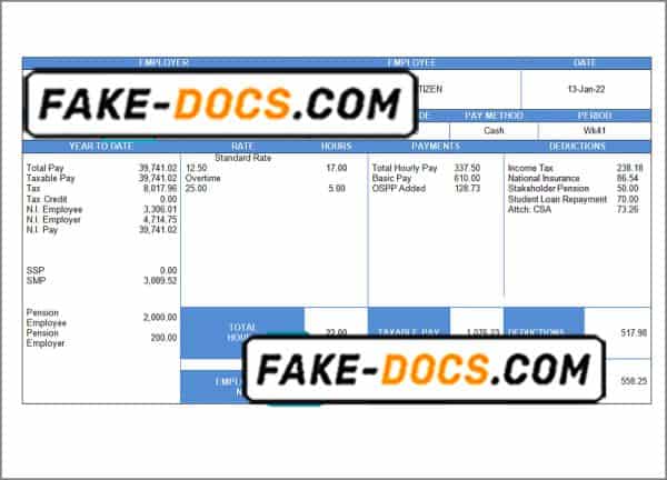 United Kingdom flywheel & driftwood company employee sheet template in Word and PDF format