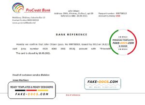 Moldova ProCredit Bank bank account closure reference letter template in Word and PDF format