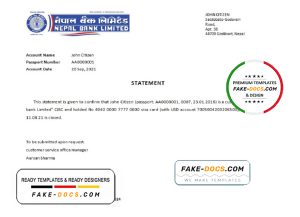 Nepal Nepal bank account closure reference letter template in Word and PDF format