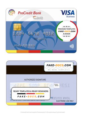 Germany ProCredit Bank visa business credit card template in PSD format, fully editable