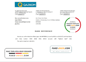 Kazakhstan Qazkom bank account closure reference letter template in Word and PDF format