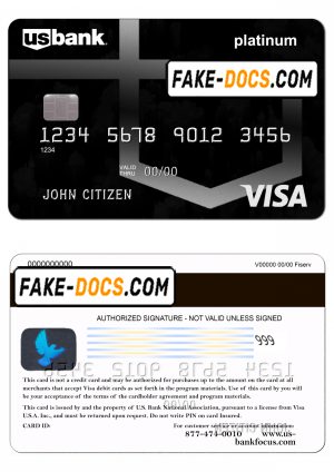 USA U.S. Bank visa card template in PSD format, fully editable