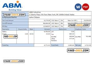 USA facility services company employee sheet template in Word and PDF format