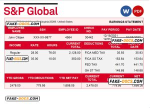 USA financial company earning statement template in Word and PDF format