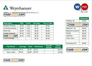 USA forest and paper company employee sheet template in Word and PDF format