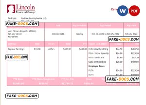 USA insurance company employee sheet template in Word and PDF format, version 2