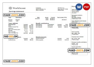 USA IT technologies company earning statement template in Word and PDF format