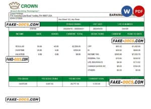 USA packaging company employee sheet template in Word and PDF format