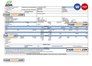 USA ADM food processing company pay stub Word and PDF template