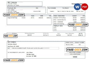 USA New York earnings statement Word and PDF template