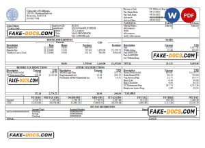 USA University of California educational company pay stub Word and PDF template