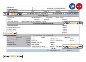USA Brookson solutions limited payslip Word and PDF template