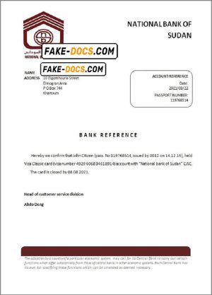 Sudan National Bank of Sudan bank account closure reference letter template in Word and PDF format