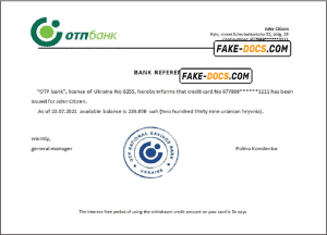 Ukraine OTP bank account balance reference letter template in Word and PDF format