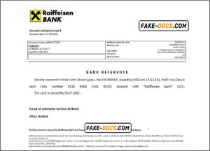 Romania Raiffeisen bank account closure reference letter template in Word and PDF format
