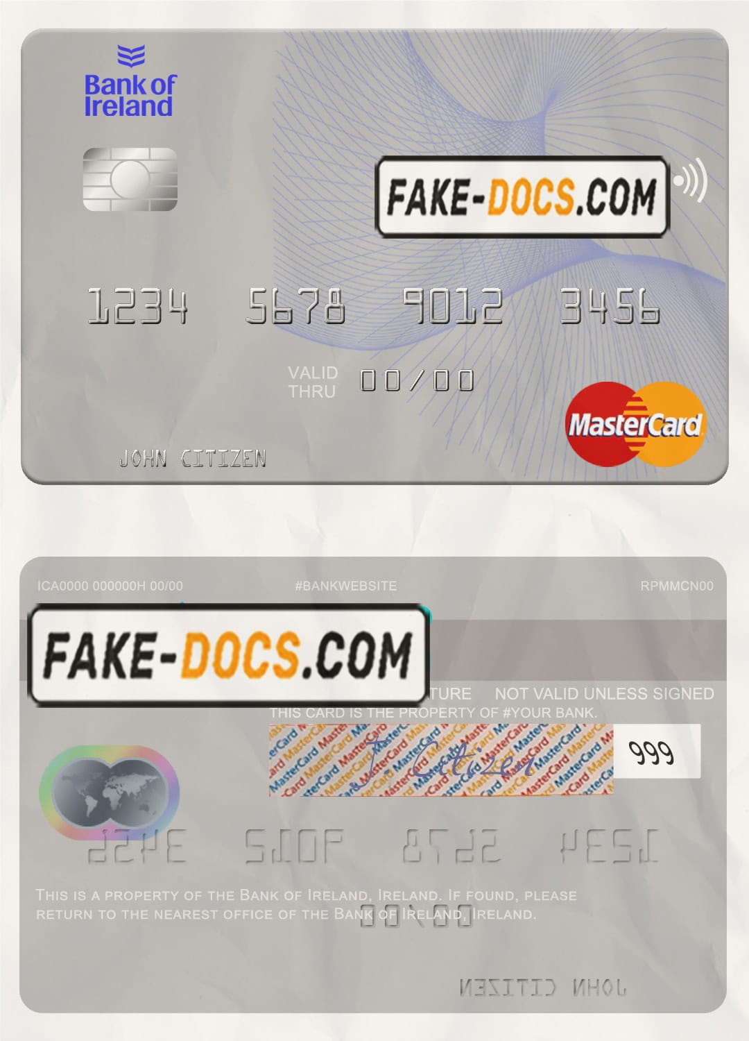 Ireland Bank of Ireland mastercard template in PSD format, fully editable Ireland Bank of Ireland mastercard template in PSD format, fully editable