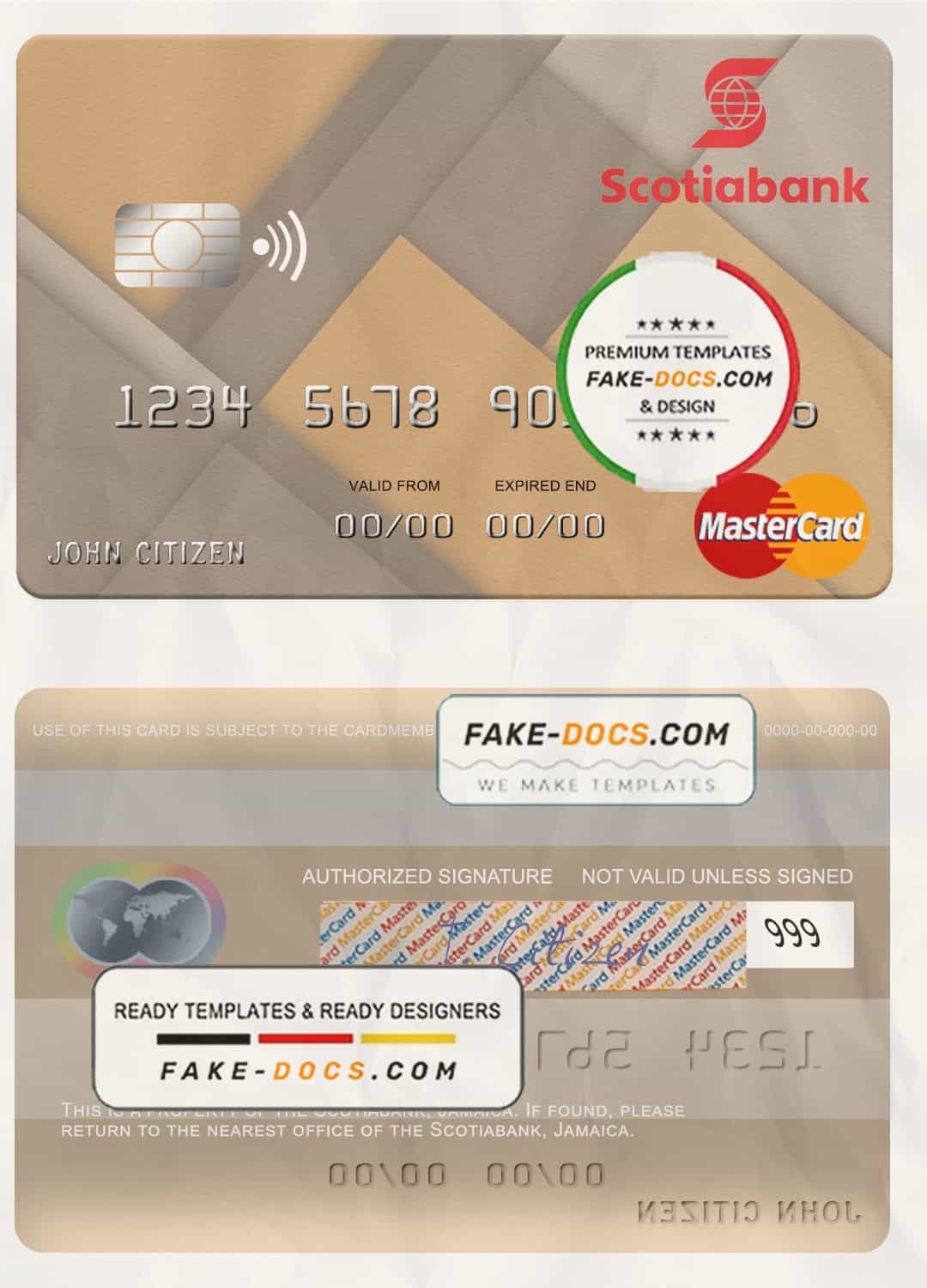 Jamaica Scotiabank mastercard fully editable template in PSD format Jamaica Scotiabank mastercard fully editable template in PSD format