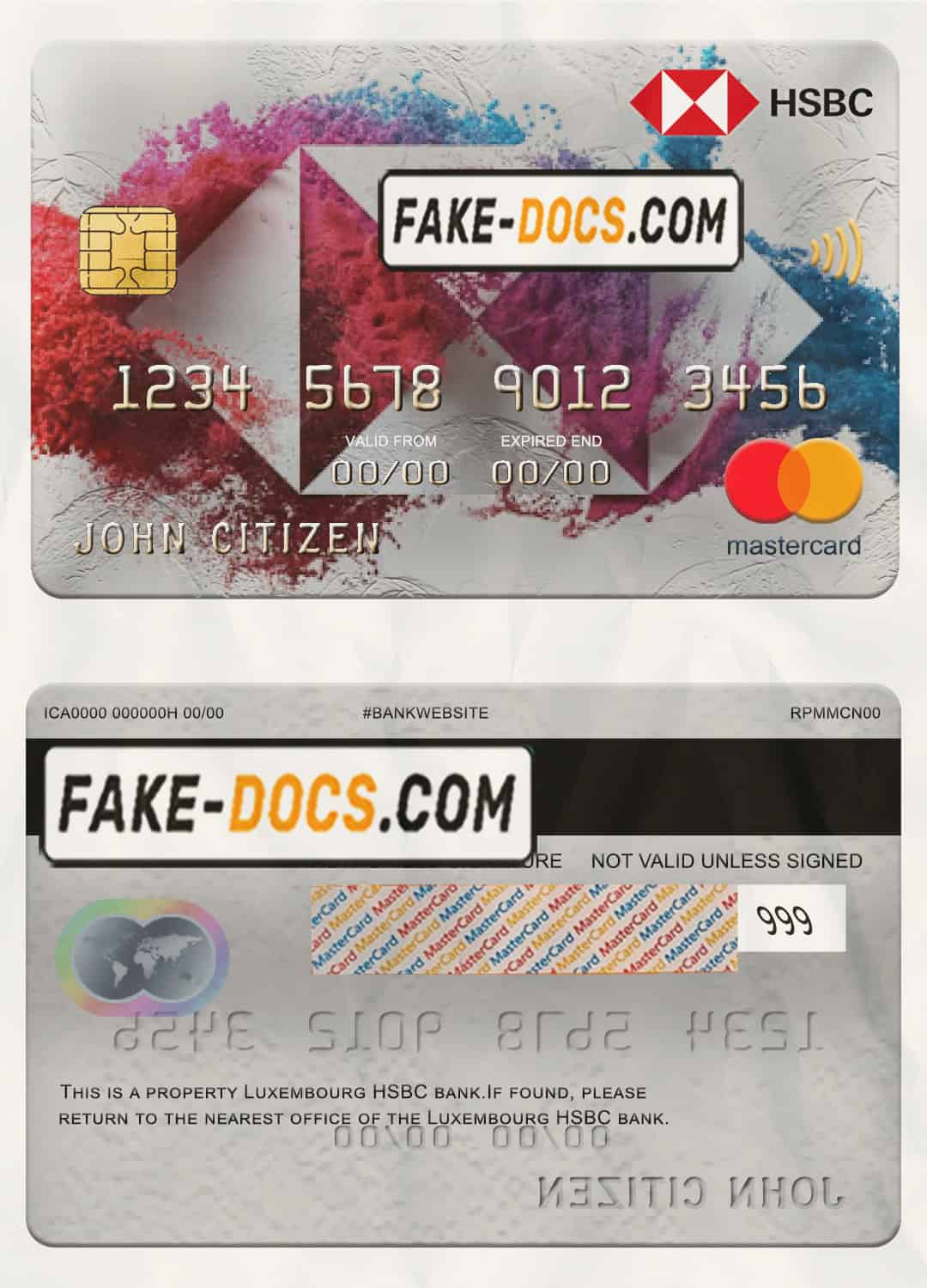 Luxembourg HSBC bank mastercard, fully editable template in PSD format Luxembourg HSBC bank mastercard, fully editable template in PSD format