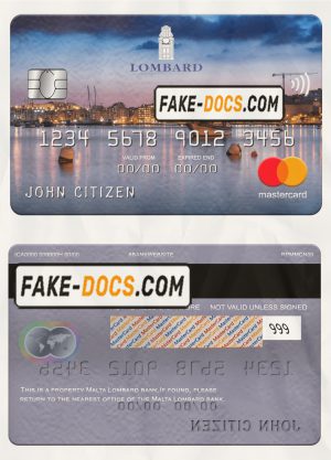 Malta Lombard bank mastercard, fully editable template in PSD format Malta Lombard bank mastercard, fully editable template in PSD format