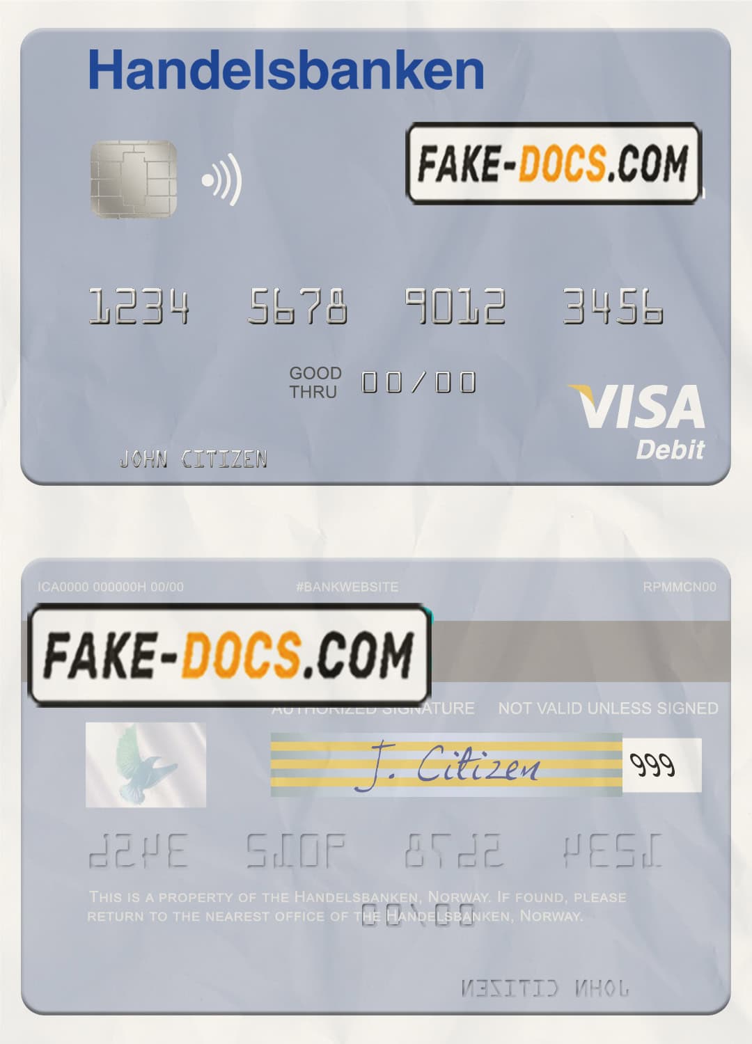 Norway Handelsbanken visa debit card, fully editable template in PSD format Norway Handelsbanken visa debit card, fully editable template in PSD format
